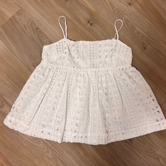 J. Crew Tops - J Crew White Eyelet Women’s Babydoll Camisole Top Small, Cottagecore Beach Boho